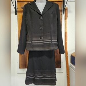 Monroe & Main Black Skirt Set with Striped Accents